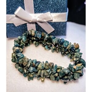 Blue Green‎ Gemstone Chip Beaded Stretch Bracelet Women